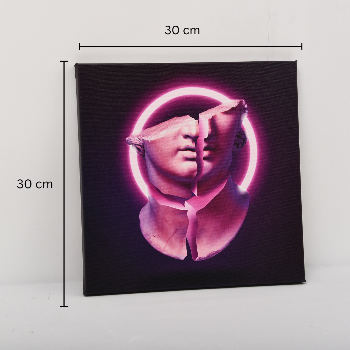 "Split Perception" - Neon Design Stretched on Canvas, 30x30 cm