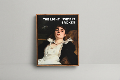 "The Light Inside Is Broken" Canvas Poster – 40x50 cm Ingelijst Kunstwerk